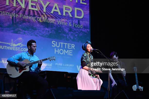 Yuna performs on Day 3 of "Live In The Vineyard" on April 5, 2014 in Napa, California.