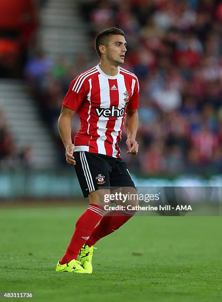 Dusan Tadic of Southampton during the UEFA Europa League Qualifier between Southampton and Vitesse at St Mary's Stadium on July 30, 2015 in...