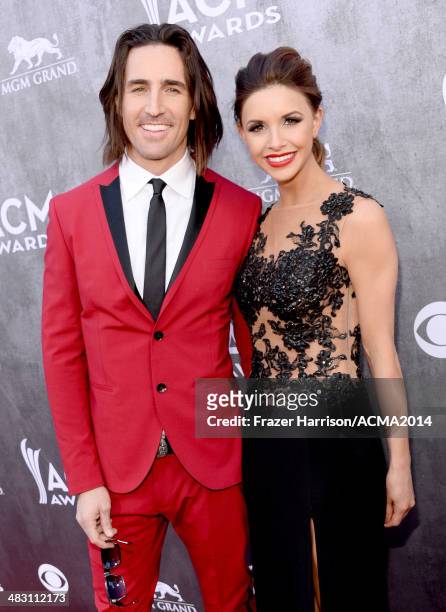 Recording artist Jake Owen and Lacey Owen attend the 49th Annual Academy of Country Music Awards at the MGM Grand Garden Arena on April 6, 2014 in...