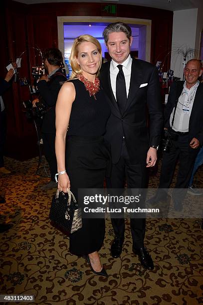 Judith Rakers and Andreas Pfaff attend Felix Burda Award 2014 at Hotel Adlon on April 6, 2014 in Berlin, Germany.