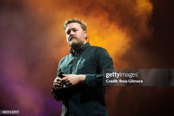 Guy Garvey of Elbow performs on stage at The SSE Hydro on April 6, 2014 in Glasgow, United Kingdom.