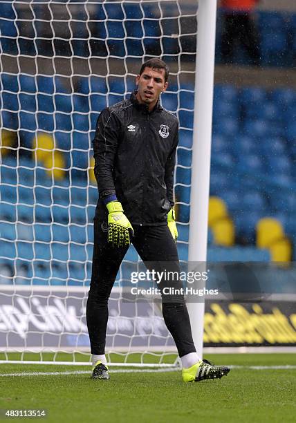 Joel Robles of Everton in action during the Pre Season Friendly match between Leeds United and Everton at Elland Road on August 1, 2015 in Leeds,...