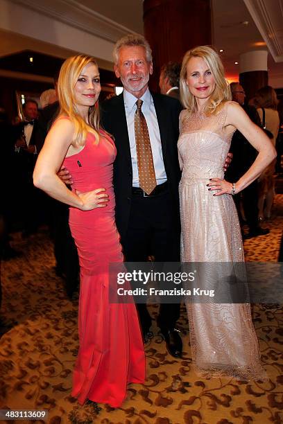 Regina Halmich, Paul Breitner and Sonja Kiefer attend the Felix Burda Award 2014 at Hotel Adlon on April 06, 2014 in Berlin, Germany.