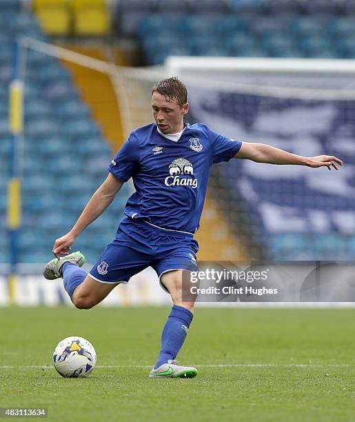 Matthew Pennington of Everton in action during the Pre Season Friendly match between Leeds United and Everton at Elland Road on August 1, 2015 in...