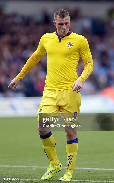 Chris Wood of Leeds United in action during the Pre Season Friendly match between Leeds United and Everton at Elland Road on August 1, 2015 in Leeds,...