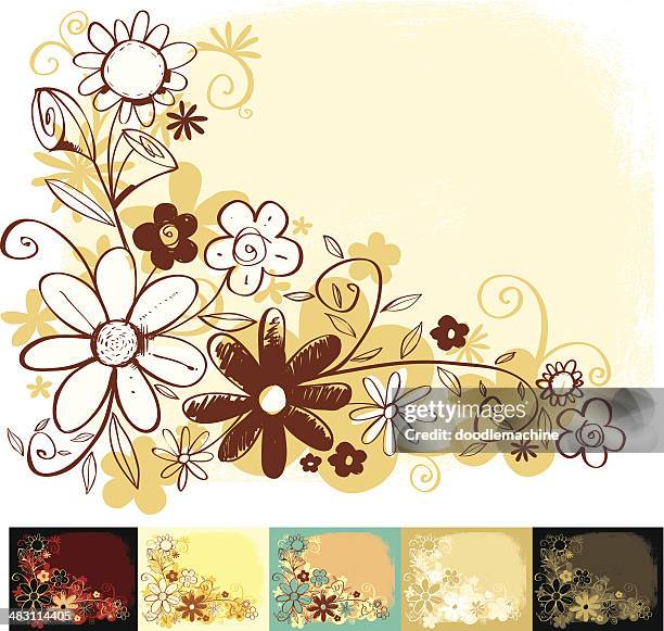 flowerishness - 6 flavors - white daisy vector stock illustrations