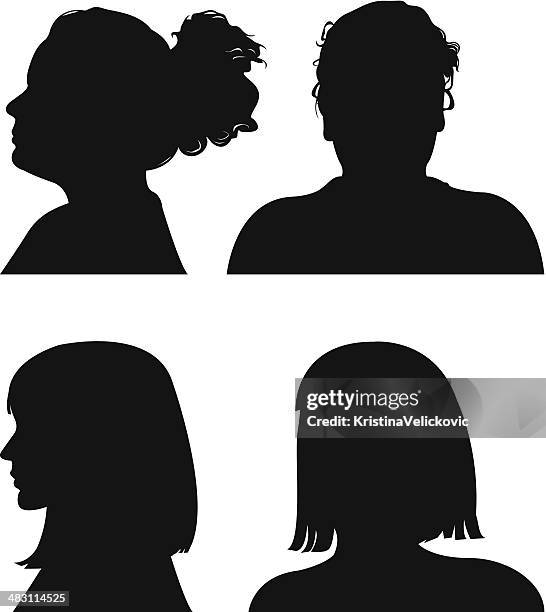 people icons - curls girl silhouette stock illustrations