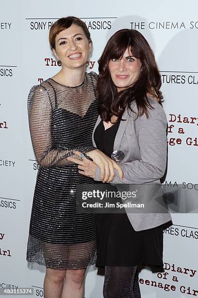 Director Marielle Heller and novelist Phoebe Gloeckner attend the Sony Pictures Classics with The Cinema Society host a screening of "The Diary Of A...