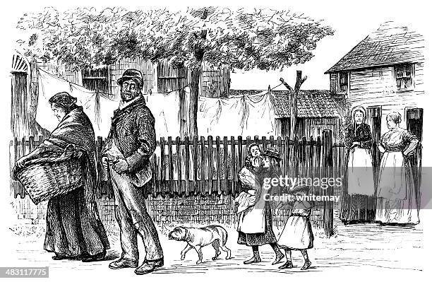 victorian family argument - parent yelling at child cartoon stock illustrations