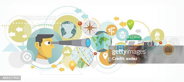 finding the travel destination - intellectual ventures stock illustrations