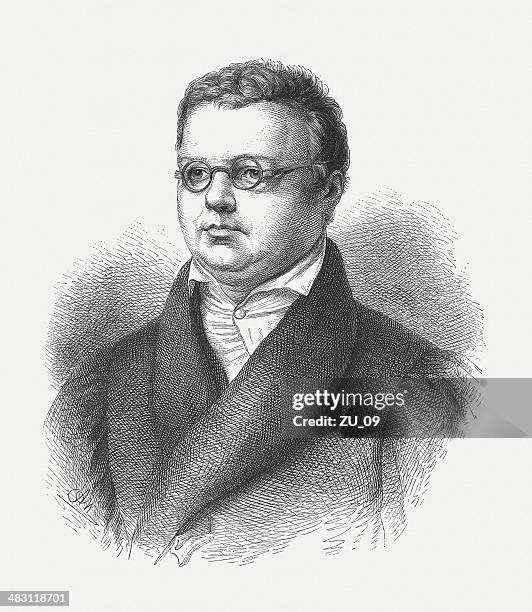 friedrich arnold brockhaus (1772-1823), german publisher, wood engraving, published 1876 - jeff brockhaus stock illustrations