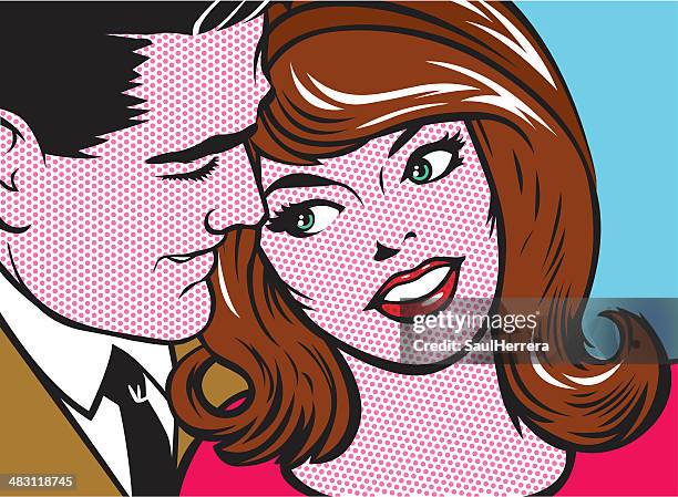 pop art couple - couples romance stock illustrations