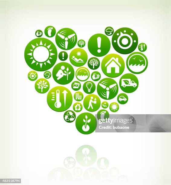 heart environmental conservation green vector button pattern. - save button stock illustrations