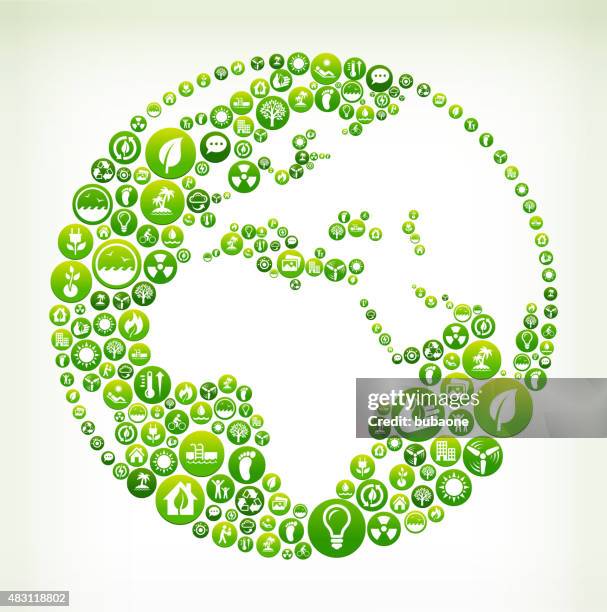 world environmental conservation green vector button pattern. - liquid world map stock illustrations
