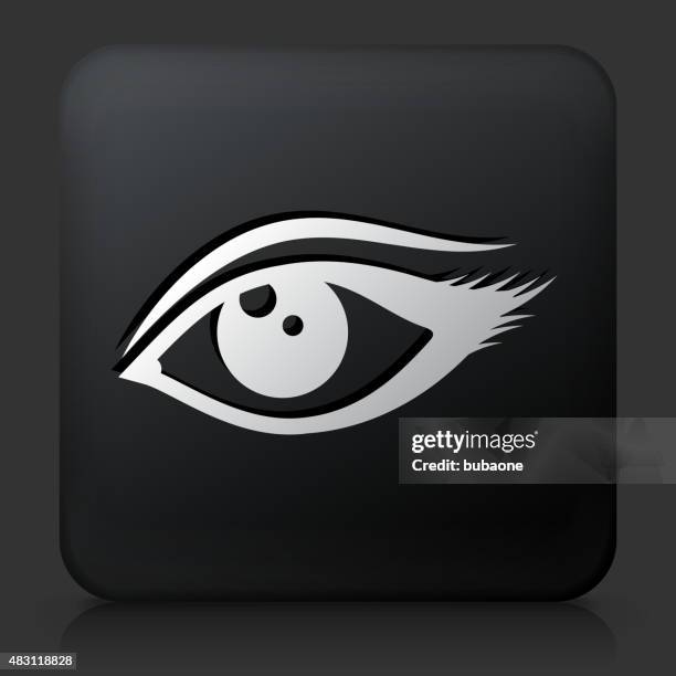 black square button with eye - light reflection eye stock illustrations