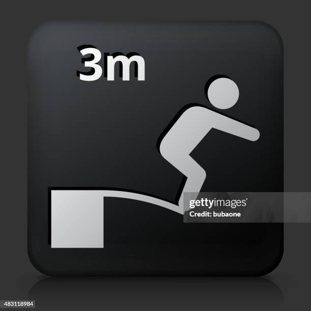 black square button with 3 meter dive icon - pool jump stock illustrations