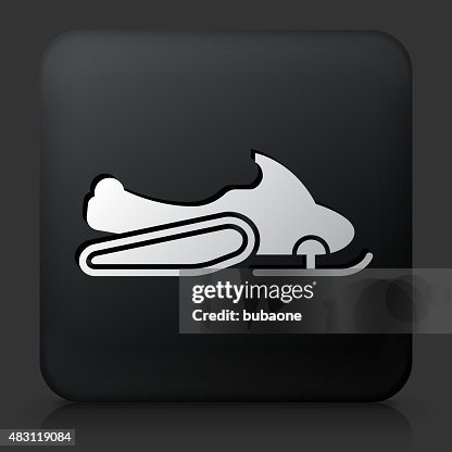 Black Square Button with Snowmobile Black Square Button with Snowmobile