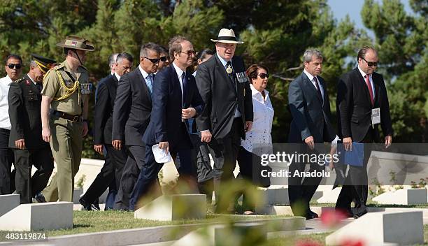 Governor-General of Australia Peter Cosgrove , his wife Lynne Cosgrove and Canakkale Governor Ahmet Cinar attend an alternative commemoration...