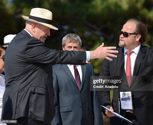 Governor-General of Australia Peter Cosgrove and Canakkale Governor Ahmet Cinar attend an alternative commemoration ceremony to mark the 100th...