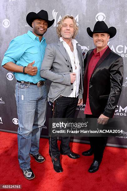 Recording artists Cowboy Troy, Big Kenny and John Rich of Big & Rich attend the 49th Annual Academy of Country Music Awards at the MGM Grand Garden...