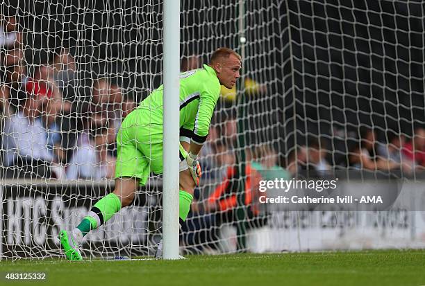 Cody Cropper of MK Dons during the pre-season friendly between MK Dons and a Chelsea XI at Stadium mk on August 3, 2015 in Milton Keynes, England.