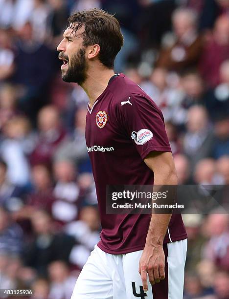 Blazej Augustyn of Hearts in action during the Ladbrokes Scottish Premiership match between Heart of Midlothian FC and St Johnstone FC at Tynecastle...