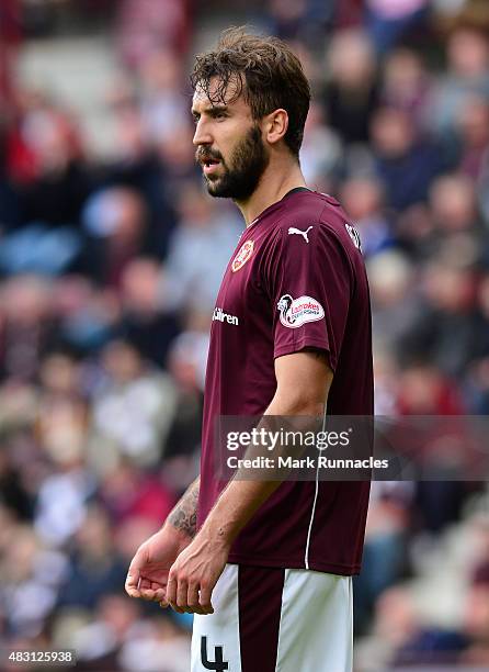 Blazej Augustyn of Hearts in action during the Ladbrokes Scottish Premiership match between Heart of Midlothian FC and St Johnstone FC at Tynecastle...