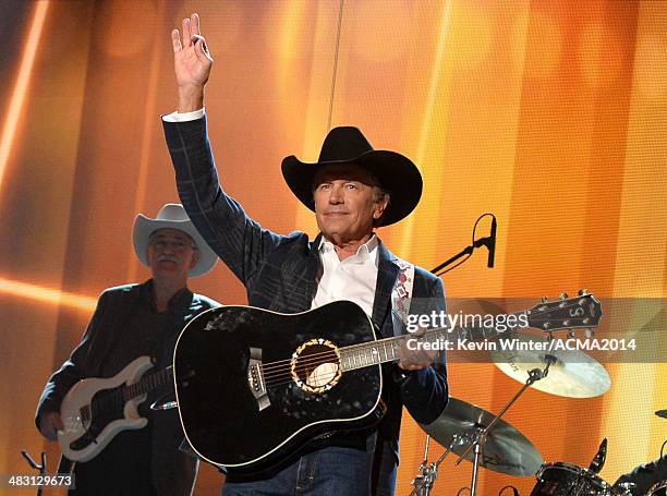 Singer George Strait performs onstage during the 49th Annual Academy of Country Music Awards at the MGM Grand Garden Arena on April 6, 2014 in Las...