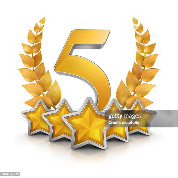 five star badge reward - number 5 stock pictures, royalty-free photos & images