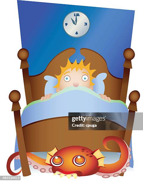 monster under my bed - under bed stock illustrations