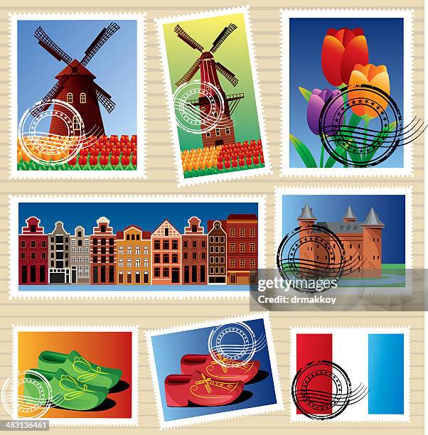 stockillustraties, clipart, cartoons en iconen met holland stamps - rotterdam