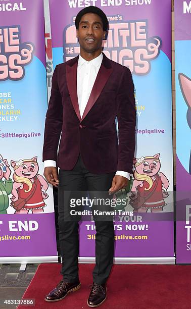 Simon Webbe attends a VIP performance of "The Three Little Pigs" at Palace Theatre on August 6, 2015 in London, England.