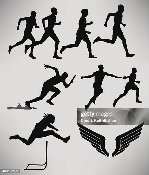 leichtathletik-männer veranstaltungen - leichtathletik stock-grafiken, -clipart, -cartoons und -symbole