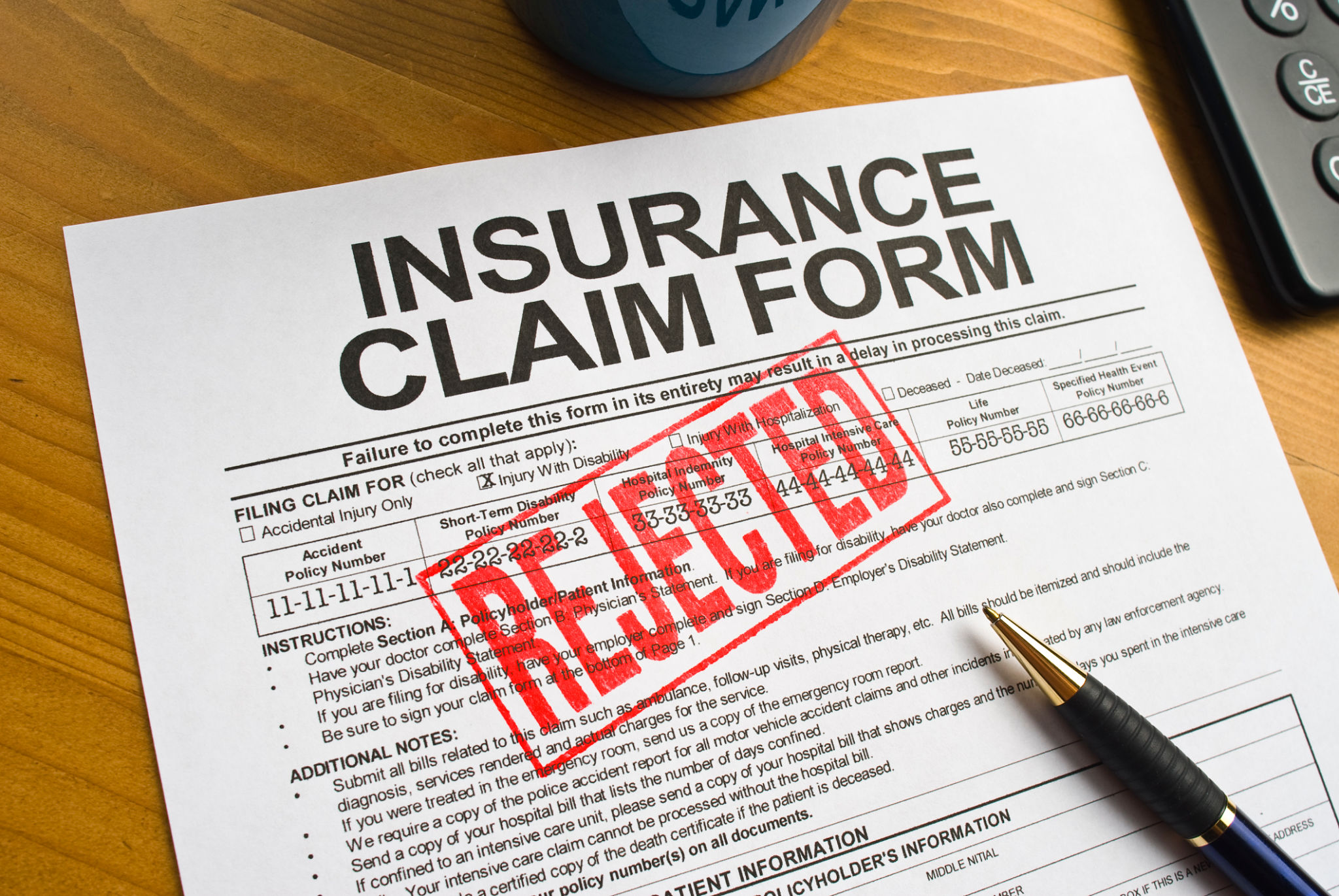 Rejected Insurance Claim Form Rejected Insurance Claim Form