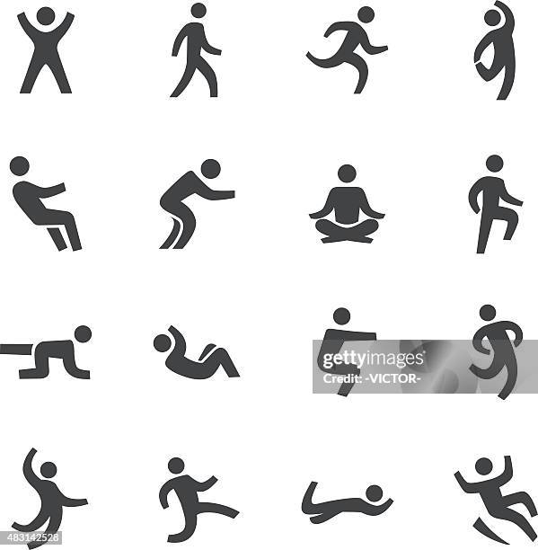 ilustraciones, imágenes clip art, dibujos animados e iconos de stock de acción humana iconos-serie acme - saltar actividad física