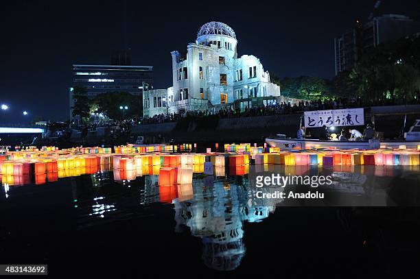 The Peace Message Lantern Floating Ceremony is held in front of the Atomic Bomb Dome to console the souls of the A-Bomb victims after the Hiroshima...