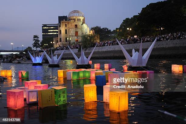 The Peace Message Lantern Floating Ceremony is held in front of the Atomic Bomb Dome to console the souls of the A-Bomb victims after the Hiroshima...