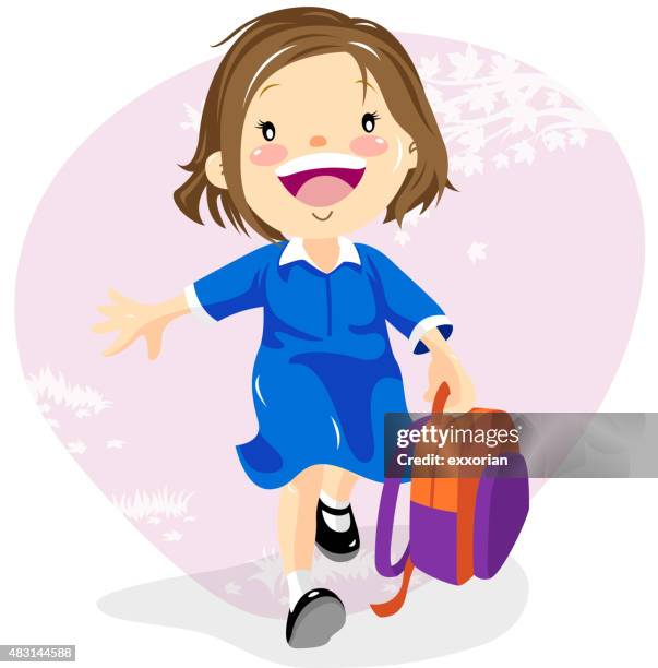 student back to school - baby girls stock illustrations