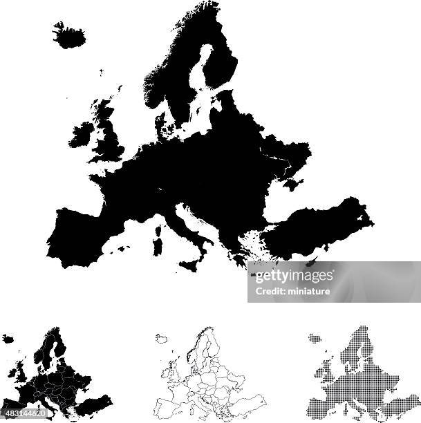 europa-karte - dänemark stock-grafiken, -clipart, -cartoons und -symbole