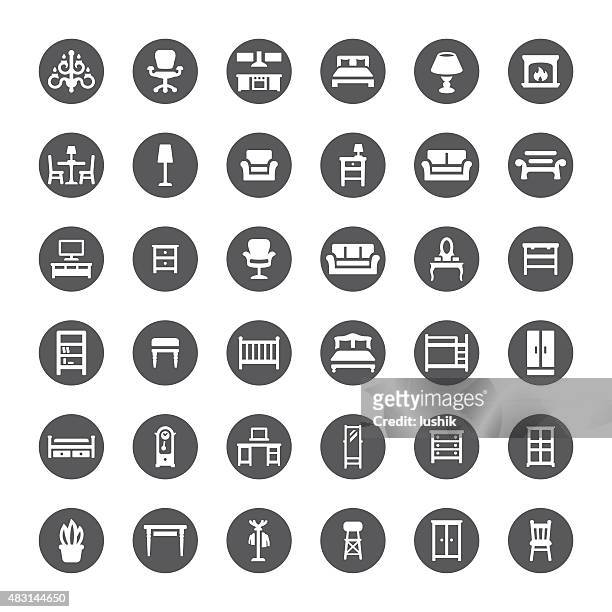 möbel zugehörige vektor-icons - buffet table stock-grafiken, -clipart, -cartoons und -symbole