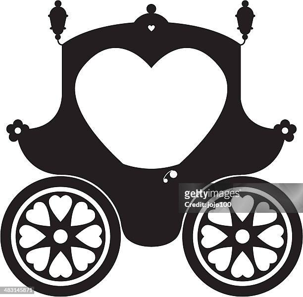 fairytale princess carriage in silhouette - cinderella stock illustrations