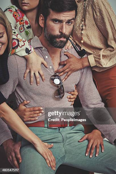 the ladies love me! - 70s retro guy stock pictures, royalty-free photos & images