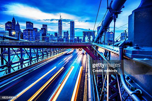 brooklyn bridge, lower manhattan, new york city, usa - one world trade center stock pictures, royalty-free photos & images