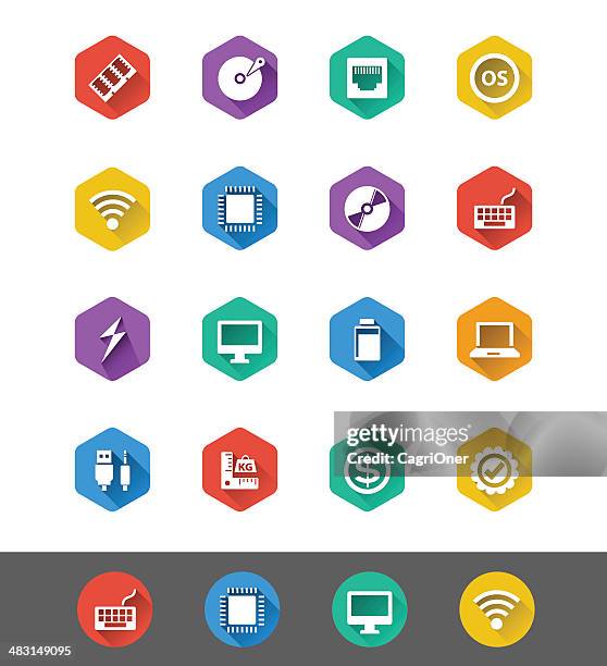flat icon series: computer specs icons - operating system stock illustrations