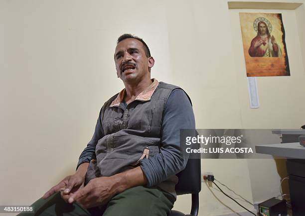 By Alina Dieste Revolutionary Armed Forces of Colombia guerrilla, Diego Mauricio Restrepo Tinoco, speaks during an interview with AFP at La Picota...