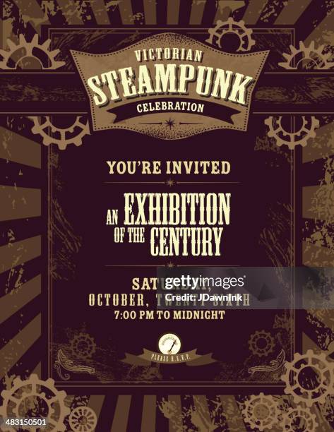 stockillustraties, clipart, cartoons en iconen met steampunk themed invitation design template - steampunk