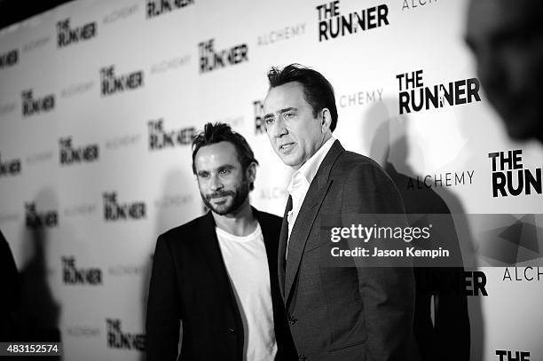 Writer-director Austin Stark and actor Nicolas Cage attend Paper Street Films' Screening Of "The Runner" at TCL Chinese 6 Theatres on August 5, 2015...