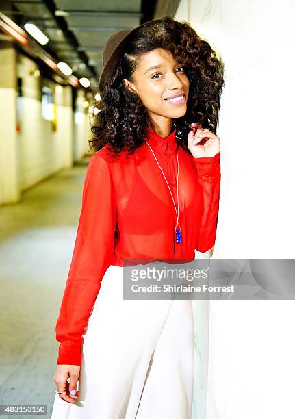 Lianne La Havas poses backstage before performing live and signing copies of her new album "Blood" at HMV on August 6, 2015 in Manchester, England.