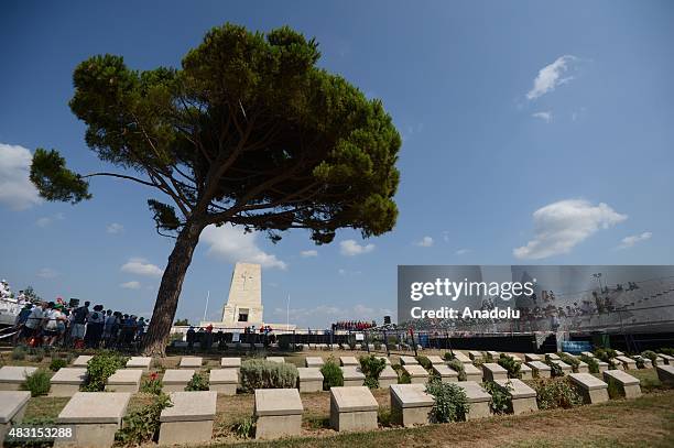 An extra remembrance ceremony to mark the 100th Anniversary of the Canakkale Land Battles at the Lone Pine Cemetery in Canakkale, Turkey on August 6,...