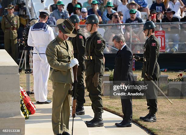 Canakkale Governor Ahmet Cinar lays a flower wreath during an extra remembrance ceremony to mark the 100th Anniversary of the Canakkale Land Battles...